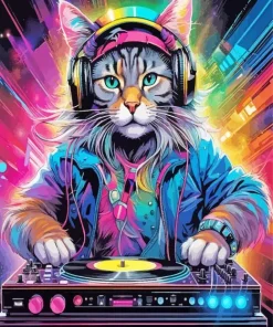 Dj Cat Diamond Painting