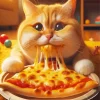 Fat Cat Eating Pizza Diamond Painting