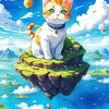 Giant Cat On Floating Island Diamond Painting