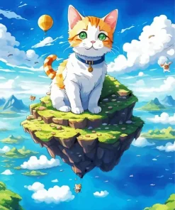 Giant Cat On Floating Island Diamond Painting