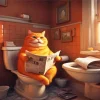 Ginger Cat Reading Newspaper Diamond Painting