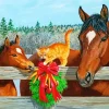 Horses And Cat Diamond Painting
