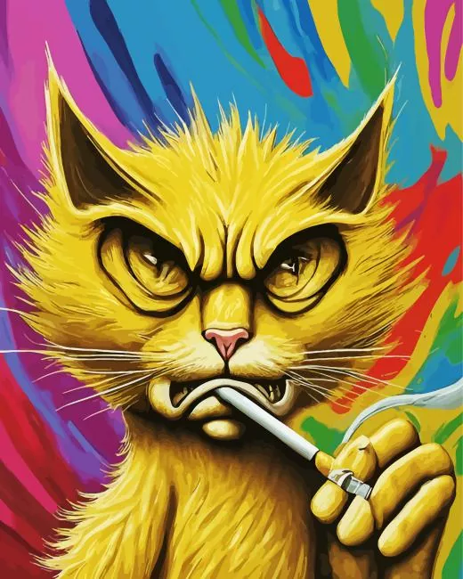 Mad cat smoking Diamond Paintings Mad Cat Smoking Diamond Painting