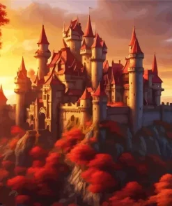 Medieval Castle At Sunrise Diamond Painting