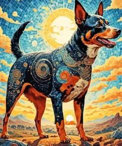 Mosaic Cattle Dog Art Diamond Painting