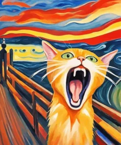 Orange Cat Screaming Diamond Painting