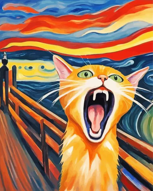 Orange cat screaming Diamond With Numbers Orange Cat Screaming Diamond Painting