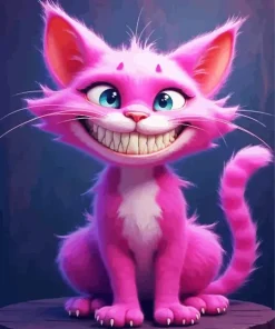 Pink Cartoon Cat Smiling Diamond Painting
