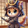 Samurai Fighter Cat Diamond Painting