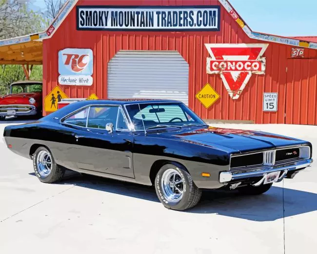Vintage Black 1969 charger car Diamond Paintings Vintage Black 1969 Charger Car Diamond Painting