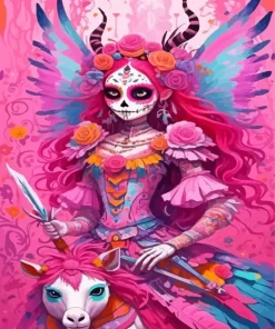 Aesthetic Girly Sugar Skull Diamond Painting