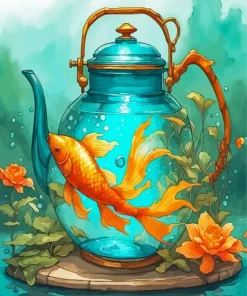 Aesthetic Gold Koi Fish Art Diamond Painting