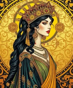 Aesthetic Golden Lady Diamond Painting