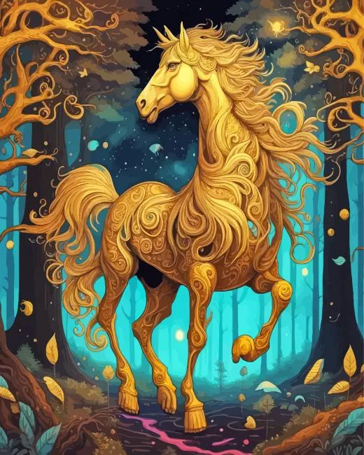 aesthetic golden pegasus horse Diamond Dotz Aesthetic Golden Pegasus Horse Diamond Painting