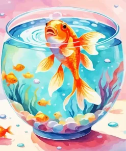 Aesthetic Goldfish In A Bowl Diamond Painting