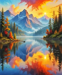 Aesthetic Mountain Sunset Diamond Painting