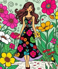 Aesthetic Pop Art Whimsical Lady Diamond Painting