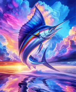 Aesthetic Sailfish Jumping Diamond Painting