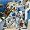 Aesthetic Santorini Woman Art Diamond Painting