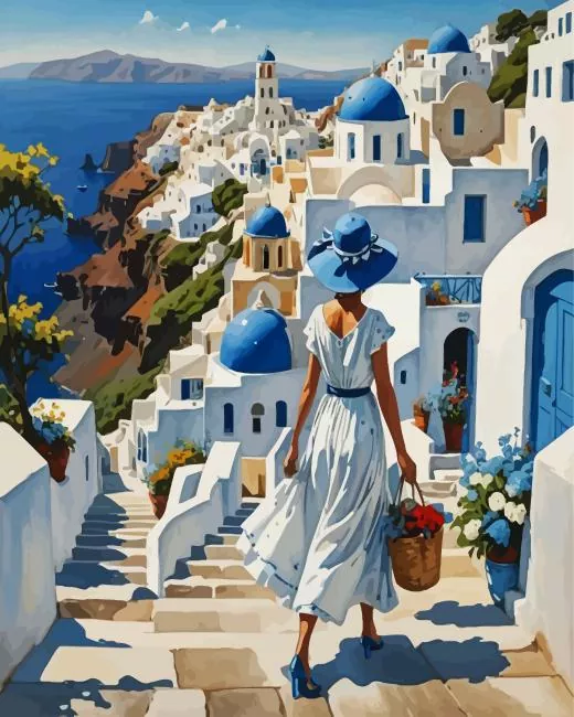 aesthetic santorini woman art Diamond Paintings Aesthetic Santorini Woman Art Diamond Painting