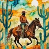 Aesthetic Silhouette Cowboy Art Diamond Painting