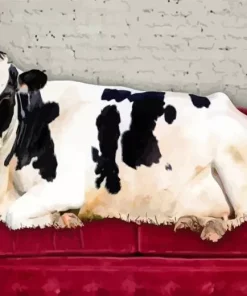 Black And White Cattle On Couch Diamond Painting