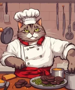 Cartoon Cat Chef Diamond Painting