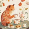 Cartoon Cat Drinking Coffee Diamond Painting