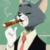 Cartoon Cat Smoking Diamond Painting