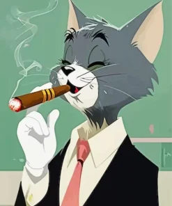 Cartoon Cat Smoking Diamond Painting