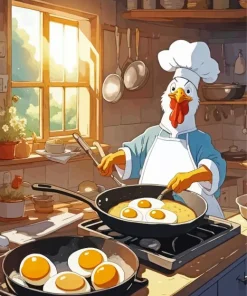 Cartoon Chicken Cooking Diamond Painting