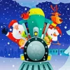 Cartoon Christmas Train Diamond Painting