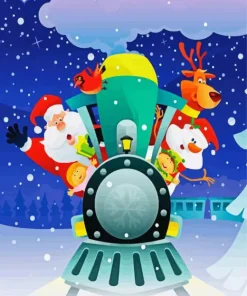 Cartoon Christmas Train Diamond Painting