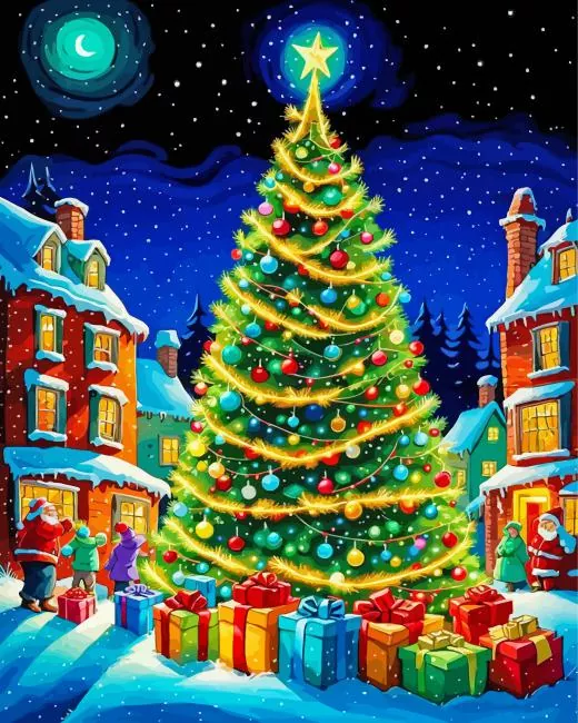 cartoon christmas tree and gifts Diamond Paints Cartoon Christmas Tree And Gifts Diamond Painting