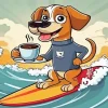 Cartoon Dog Surfing Diamond Painting