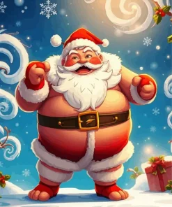 Cartoon Fat Santa Diamond Painting