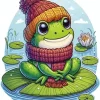 Cartoon Frog On A Lily Pad Diamond Painting