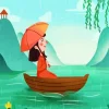Cartoon Girl Holding Umbrella Diamond Painting