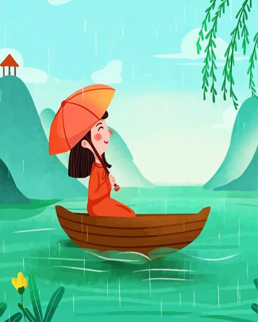 cartoon girl holding umbrella Diamond Paintings Cartoon Girl Holding Umbrella Diamond Painting