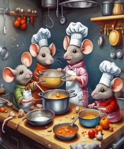 Cartoon Mice Cooking Diamond Painting