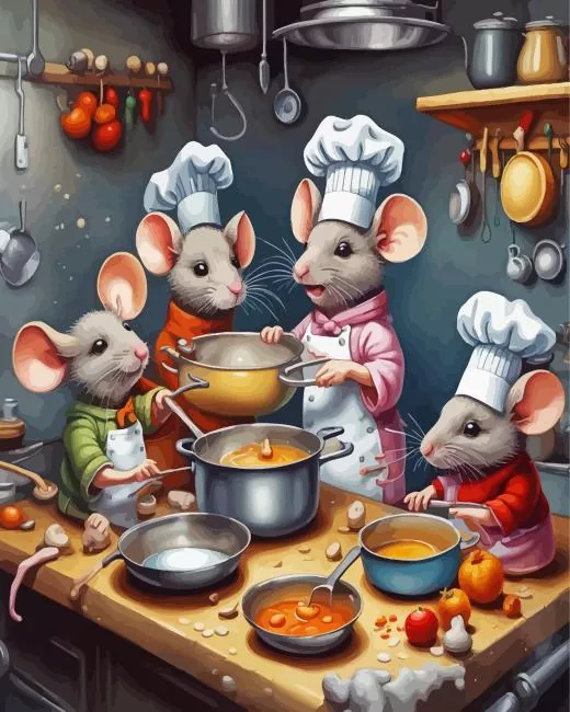 cartoon mice cooking Diamond Paintings Cartoon Mice Cooking Diamond Painting