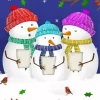 Cartoon Snowman Family Diamond Painting