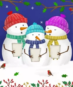 Cartoon Snowman Family Diamond Painting