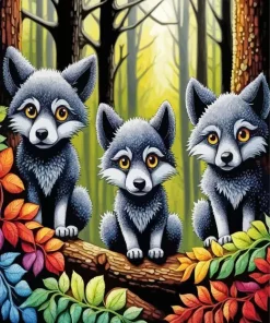 Cartoon Wolves Diamond Painting