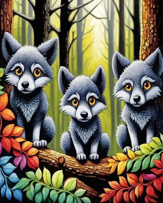 cartoon wolves Diamond Paintings Cartoon Wolves Diamond Painting