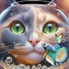 Cat And Fish Bowl Diamond Painting