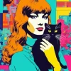 Cat And Girl Pop Art Diamond Painting
