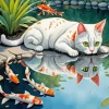 Cat And Koi Fish Diamond Painting