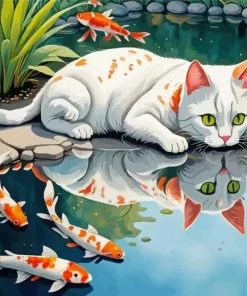 Cat And Koi Fish Diamond Painting