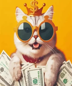 Cat And Money Diamond Painting